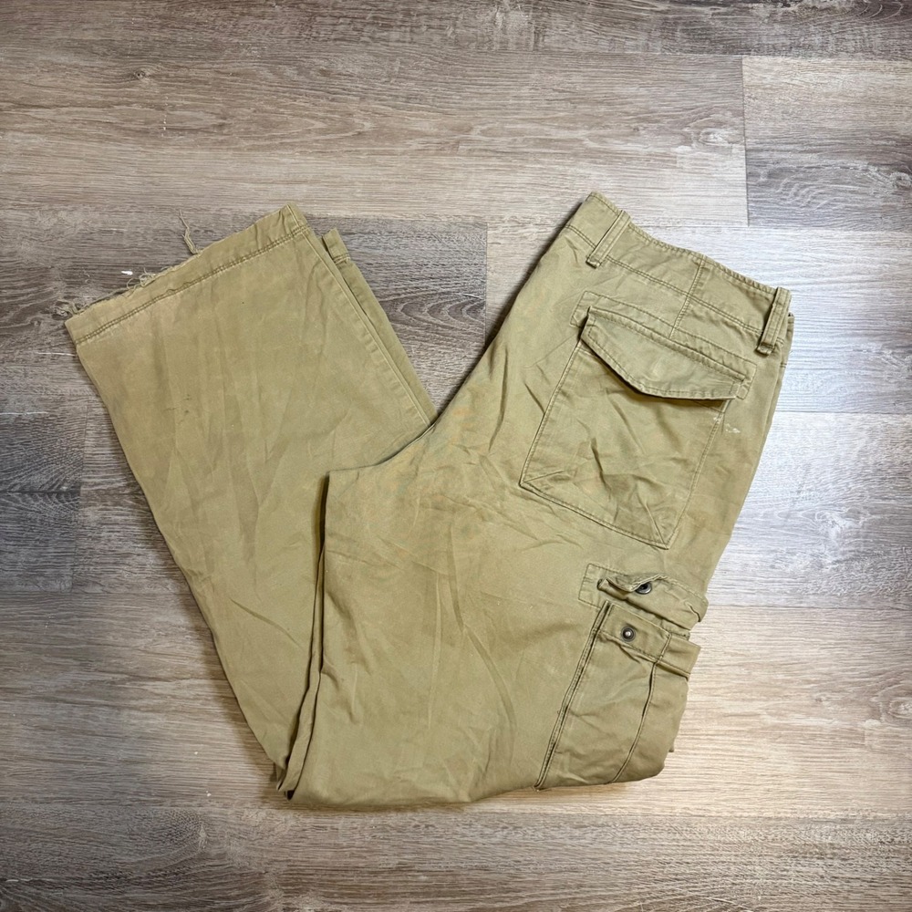 Gap Original Cargo Pants Mens 36x32 Khaki Tan Distressed Cotton Utility Trousers